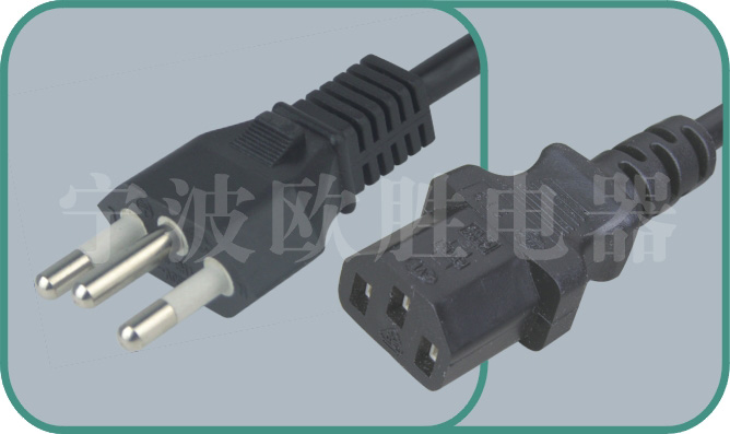 Btazil standards power cord,YHB-3/ST3 10-12-16A/250V,Argentina plug,argentina power cord