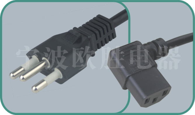 Brazil standards power cord,YHB-3/ST3-W 10-12-16A/250V