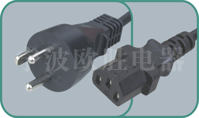 Denmark standards power cord,Y011/ST3 16A/250V,israel power cord,israel adapter plug