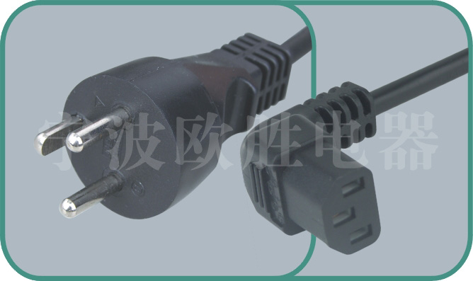 Denmark standards power cord,Y011/ST3-F 16A/250V,israel power cord,israel adapter plug