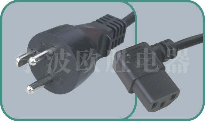 Denmark standards power cord,Y011/ST3-W 16A/250V