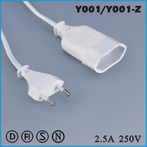 Extension cord,European Extension cord Y001  Y001-Z,ac extension cord,extension cable cord,extension power cord