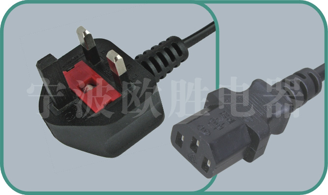 UK BSI 1363 A power cords,D09/ST3 3A-13A 250V,british cord