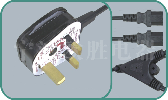 UK BSI 1363 A power cords,Y006/YY-3T 3A-13A 250V,british cord
