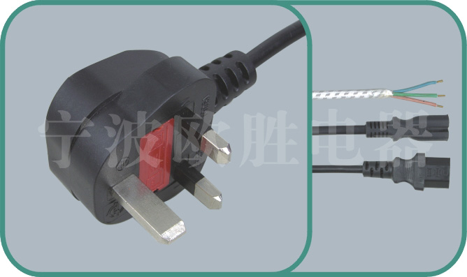 UK BSI 1363 A power cords,OS13 3A-13A 250V,british cord